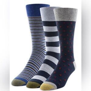 Gold Toe Dress Stripe Dots Crew Socks, 3pk